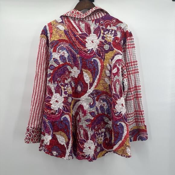 Habitat Top Shirt Womens 2X Multicolor Textured Crinkle Floral Patchwork Art - Picture 5 of 15